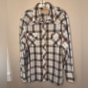 White Horse Ranch Men’s Plaid Pearl Snap Embroidered Western Shirt XL Ta…
